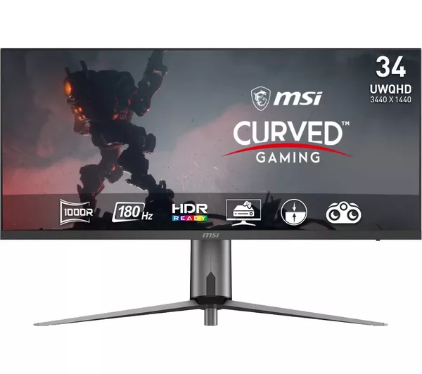 (image for) MSI MAG 345CQR Ultra Wide Quad HD 34 Inch Curved VA LCD Gaming Monitor Black