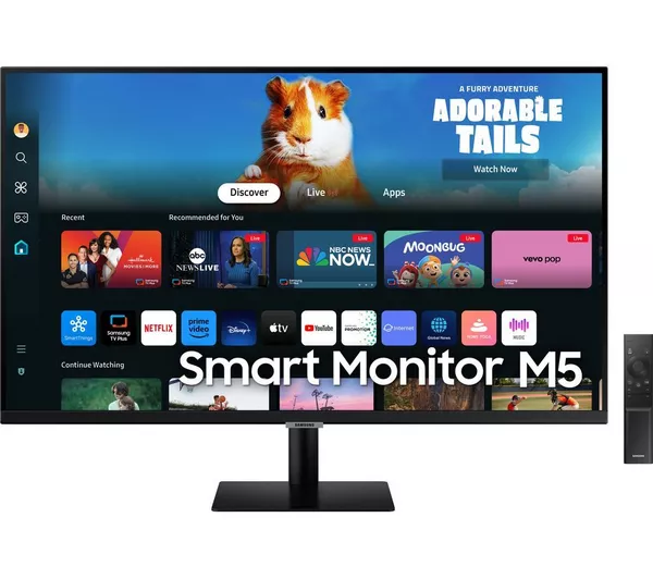 (image for) Samsung M5 27 Inch LS27DM500EUXXU Full HD Smart Monitor with Speakers and Remote