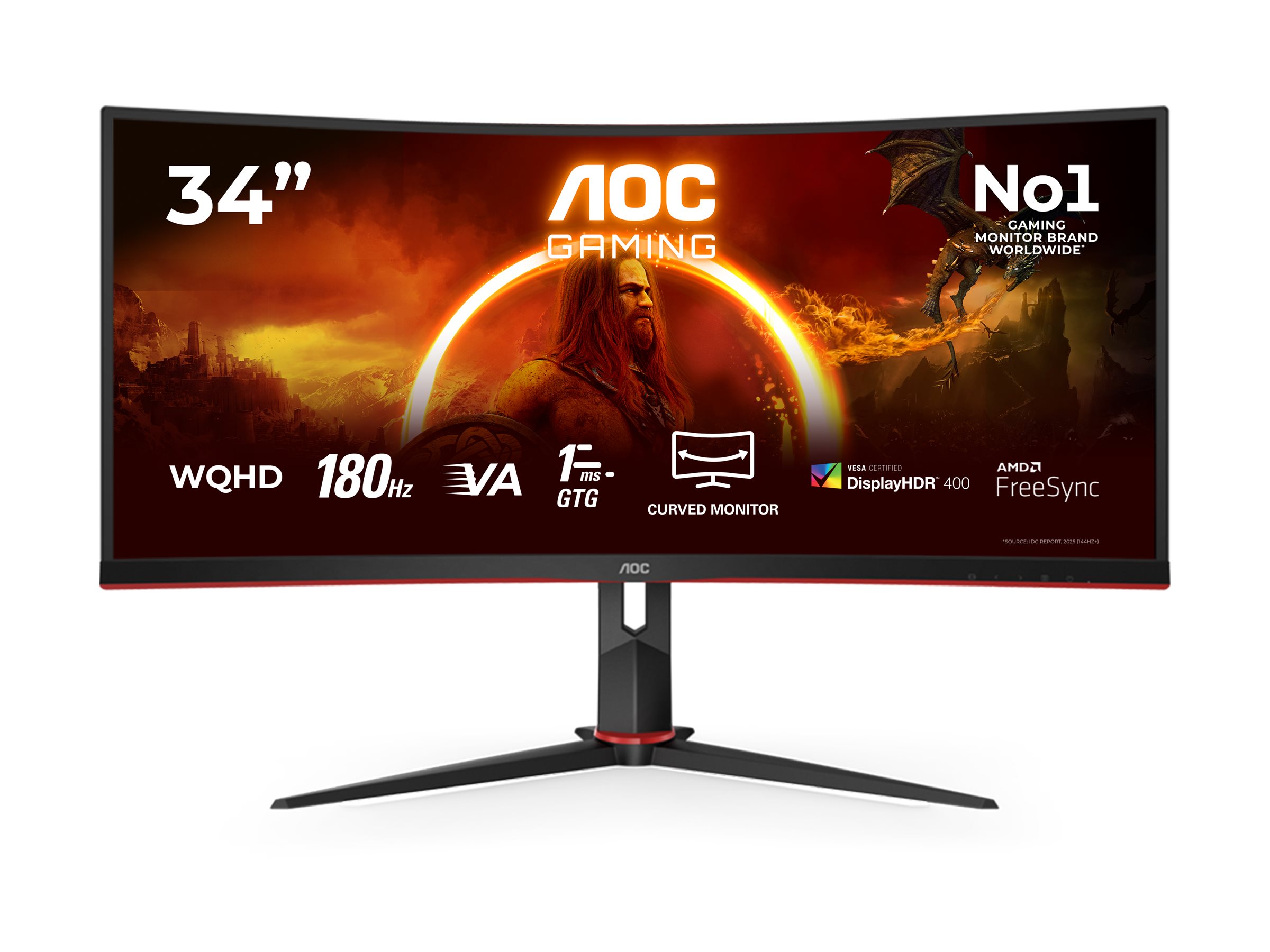 (image for) AOC CU34G2XPBK LED Monitor 34" Gaming Curved HDR Wide Quad HD