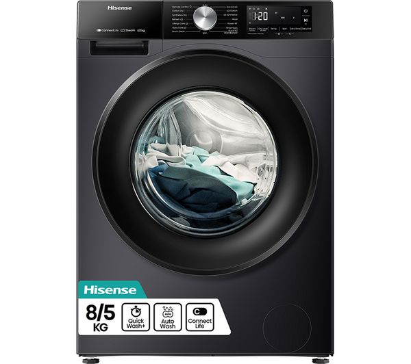 (image for) Hisense WD3S8043BB3 Washer Dryer Condenser Black WiFi 8kg