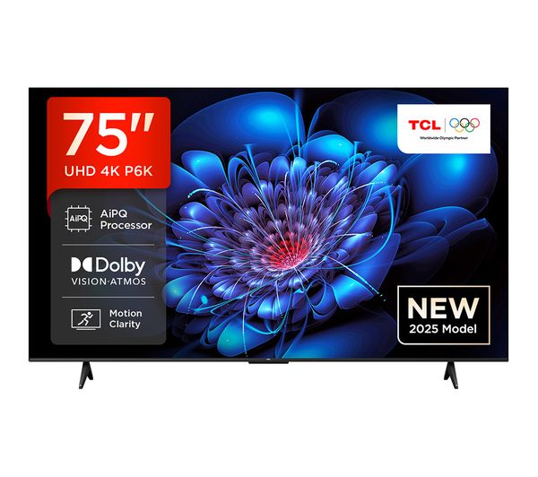(image for) TCL 75P6K LED TV 75" Smart 4K Ultra HD HDR WiFi Bluetooth USB HDMI