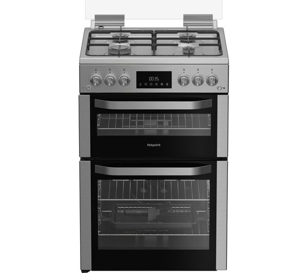 (image for) Hotpoint H6GGPMXUK 60cm Gas Single Cooker with Glass Lid Stainless Steel